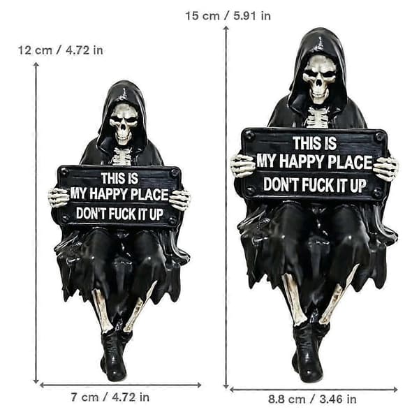 Grim Reaper Hyllefigur som Julegave Unik Gave til Kolleger Vittig Dekor Black S