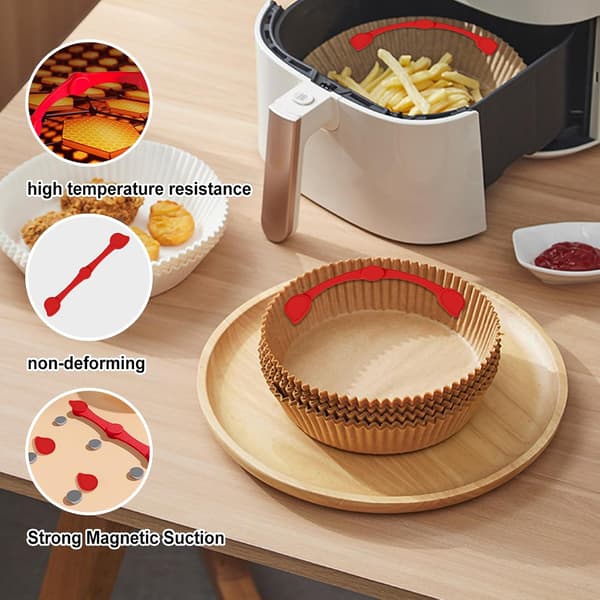 Air Fryer Magneter silikonklämmor för bakplåtspappersfoder, låser papper säkert, värmeelement eller täcker mat för att förhindra bränning (röd).