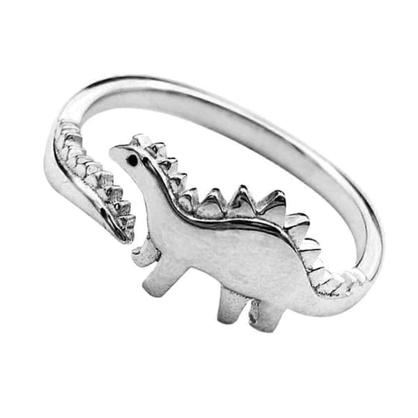 1 stk legering dinosaur design ring åpning dyr ring stilig finger tilbehør 2X2cm Silver