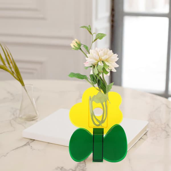 Gul akrylvask blommarrangemang vas för dekoration 1 set unik design