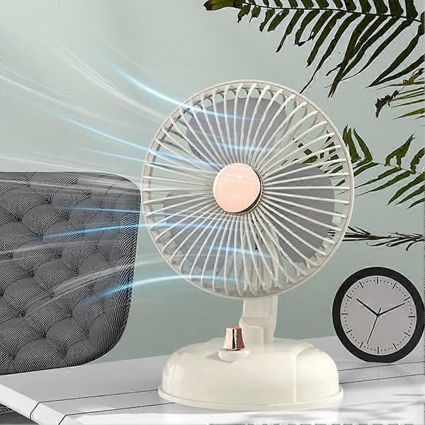 USB Desktop Fan Small Fan Rechargeable Quiet Table Fan for Office Home Dorm, White