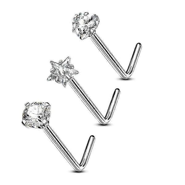 OUFER 925 Sterling Sølv Nese Studs, L-formede Neseringer Studs, 20G Nesebor