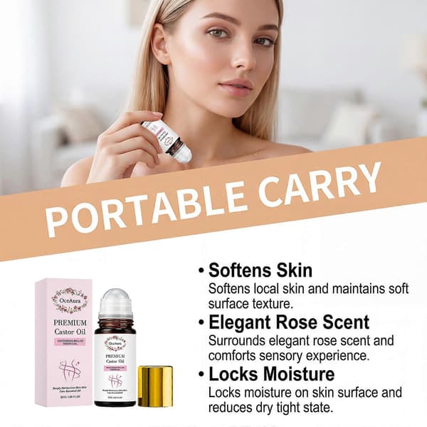 Premium ricinolja roll-on, 50 ml återfuktande massageolja 1PC