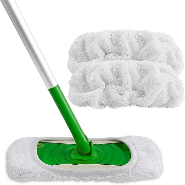 4 stk. Mikrofibermoppeklude til Swiffer Sweeper Moppe Refill Dampmoppe, Vådservietter Overtræk Genanvendelige Vaskbare Moppepuder til Klinkegulve
