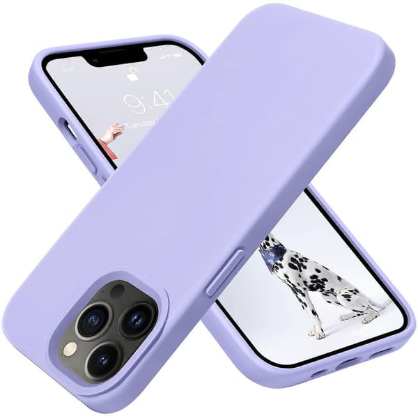LINJOU Designet for iPhone 13 Pro Max-deksel, støtsikkert slankt tynt silikondeksel (lys lilla)