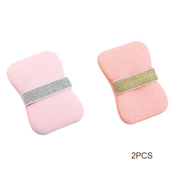 Badskummande påse kroppssvamp 2-sidig tvålväska mjuk elastisk fin skum E 2pcs