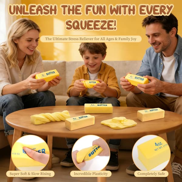 Smør Squishy Fidget Legetøj, Langsomt Stigende Squishy Smør Stresslindring | Angstlindring Fidget Replika Sensorisk til Voksne, Smør Stress Stick til Af
