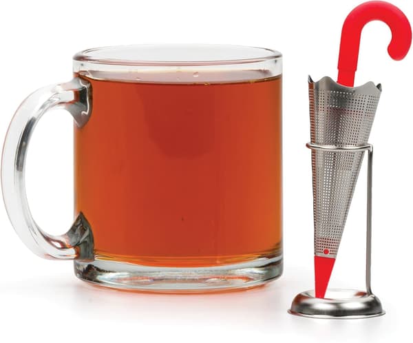 Nyhed Te-infuser til løs te/Te-infuser med drypholder, paraply/stativ, 14*3.5*3.5cm