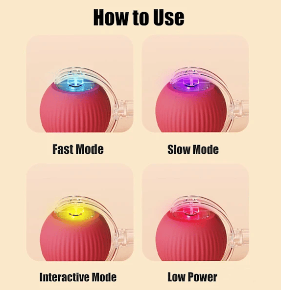 Rolling Ball for Dogs and Cats, Interactive Toy with 360° Intelligent Obstacle Avoidance, Red red