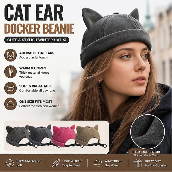 Kattöron Dockerhatt Söta Detaljer Justerbar Säker Passform Brättlös Design Blue One size