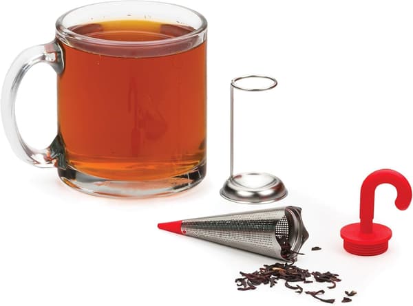 Nyhed Te-infuser til løs te/Te-infuser med drypholder, paraply/stativ, 14*3.5*3.5cm