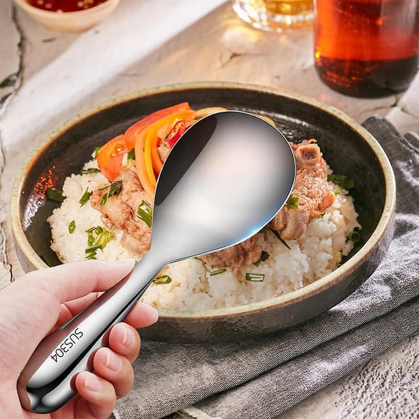 Serveringsske i rustfrit stål Køkken Non-stick Husholdningsrisskovl til restaurant Glossy