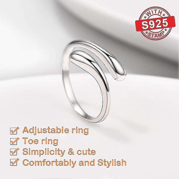 Ny 2024 Dame S925 Massiv Sterling Sølvring, Smart Klassisk Design