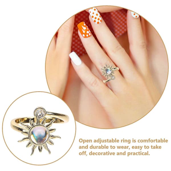 Solros Fidget Ring Kvinnor Mode Ring Öppen Ring Band Finger Statement Ring 2,5X2,1 CM Gyllene