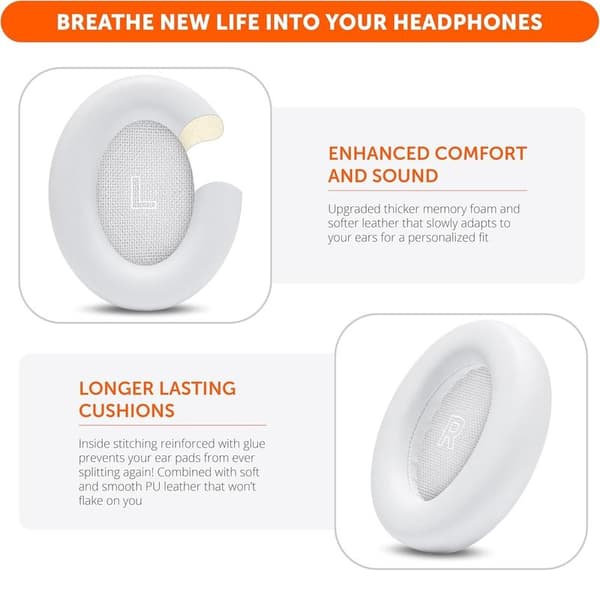 Ørepuder til Bose QuietComfort Ultra 1 og 2 – Erstatningspuder Vit white