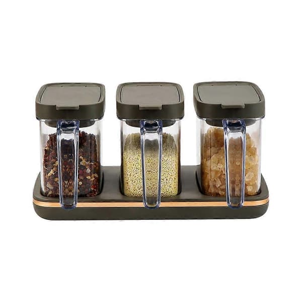 Krydderiboks Køkkenudstyr Integreret Multi-rum Opbevaring Salt Msg Flaske Gray C