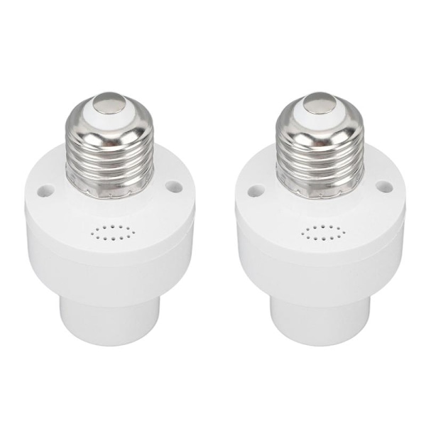 2 Pcs Smart Light Bulb Socket Wireless Voice Control E27 Screw Port 100V-250V White