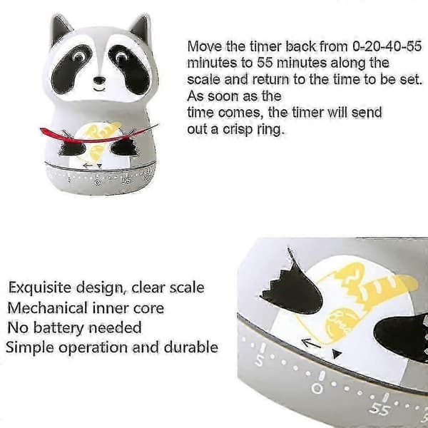 Søt kjøkkentimer, mekanisk timer for barn, 60-minutters eggtimer