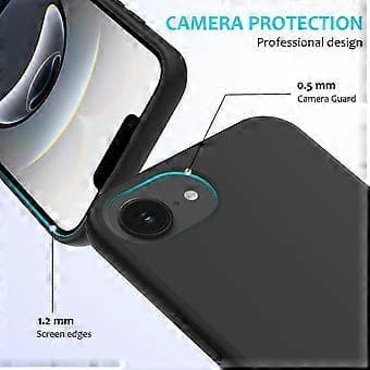 Compatible with iPhone 16e Case Shockproof Liquid Silicone Soft Lining Back Phone Cover - Black Black
