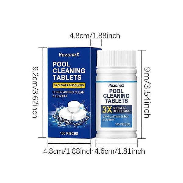 Poolrensetabletter 100 stk. Langsomt opløselige UV-stabiliserede til pools