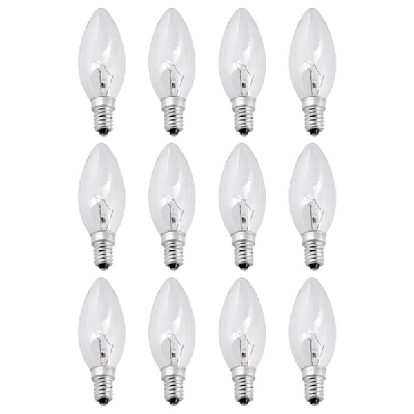 12x Light Source 40W E14 Clear White Classic Incandescent Bulb STOL