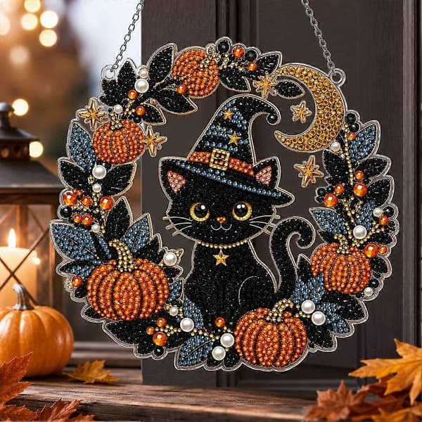 Halloween Veggdekorasjon Elegant Svart Akrylpynt For Høstdekor