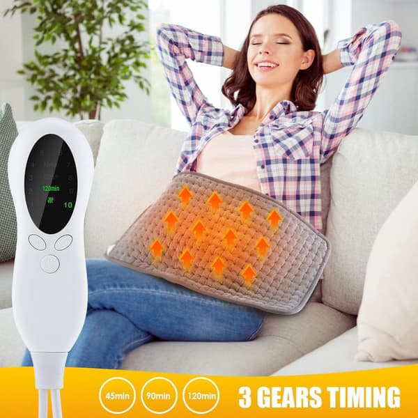 Electric Heating Pad, 30*40cm, Relieves Back, Neck, and Shoulder Pain. 10 Temperature Settings, 3 Timer Settings, Machine Washable.
