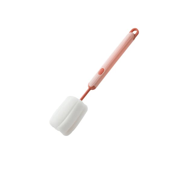 Cup Brush - Long-handled Household Cup Washing & Stain Removing Sponge Brush pink