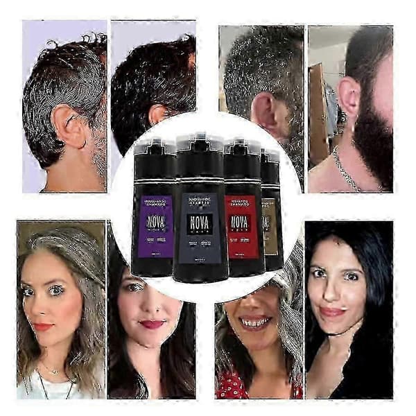 Nova Hårfarve Shampoo, Nova Hår Instant Farve Shampoo, Nova Hårfarve Shampoo, Nova Hår Instant Farve Shampoo til Mænd og Kvinder Light brown