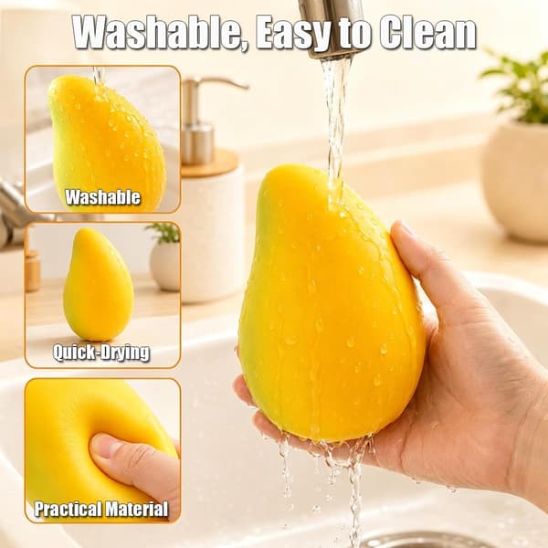 Guld Mango Squishy - Frugt Squishy Klemmebolde, 2 STK