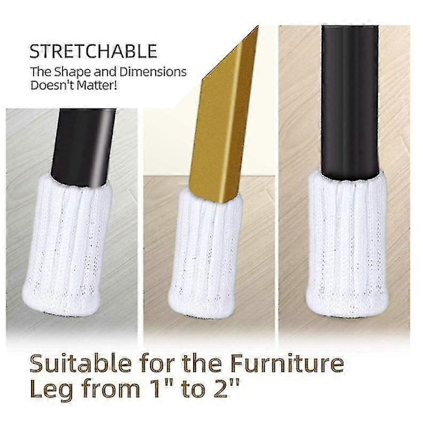 16-pack Stolsbensskydd Stickade Möbelstrumpor White