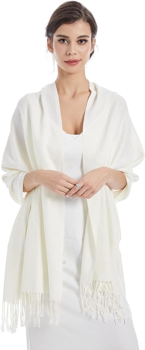 Damhalsduk Kvinnor Pashmina Sjalar Wraps Brudar Brudtärnor Bröllop Aftonklänningar Enfärgad, Beige