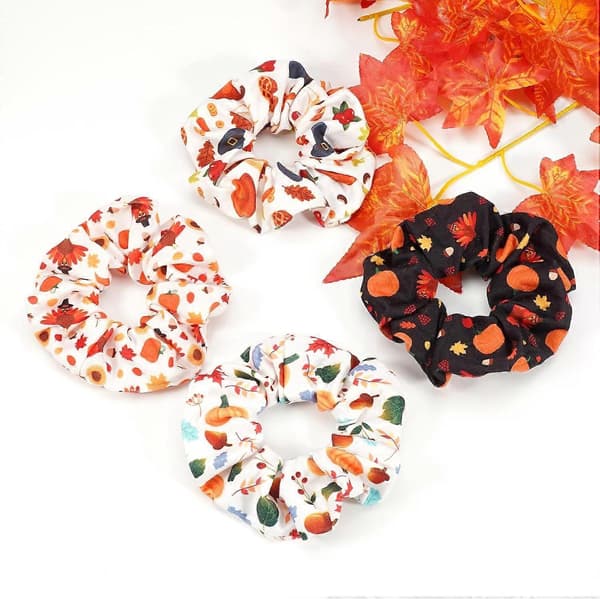 Efterår Thanksgiving Kalkun Hår Scrunchies, Bløde Elastiske Scrunchy Hårbånd til Kvinder Piger Efterår Høst Hestehaleholdere 4 st - Thanksgiving