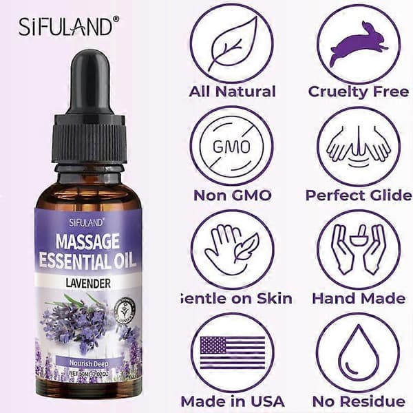 Eterisk lavendelmassageolja, 100 % naturlig aromaterapi eterisk olja för aromaterapi, diffusor, luftfuktare, djupt närande, idealisk för massage Lavender