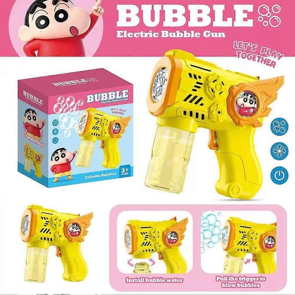 Elektrisk boblemaskinpistol - LED-lysende automatisk bobleskyter for barn crayon