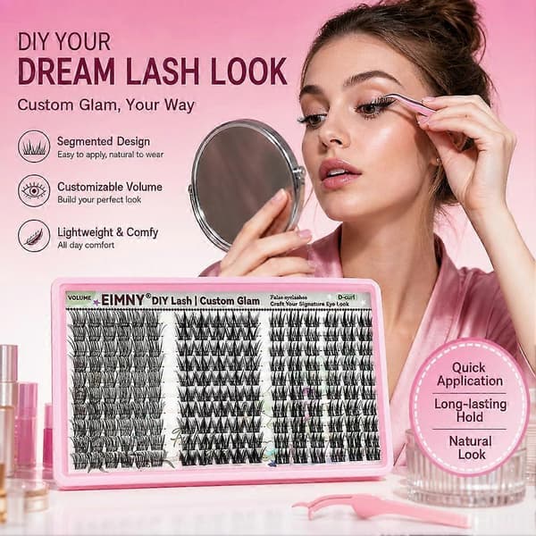 DIY Eyelash Cluster Extension Kit Multi-Længde Tæthed Wispy Vipper til Katteøje-look M4 1set