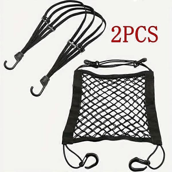 2 stk. elastiske bindereb med net, sorte krogstropper til opbevaring af motorcykel, cykel, scooterhjelm 2pcs