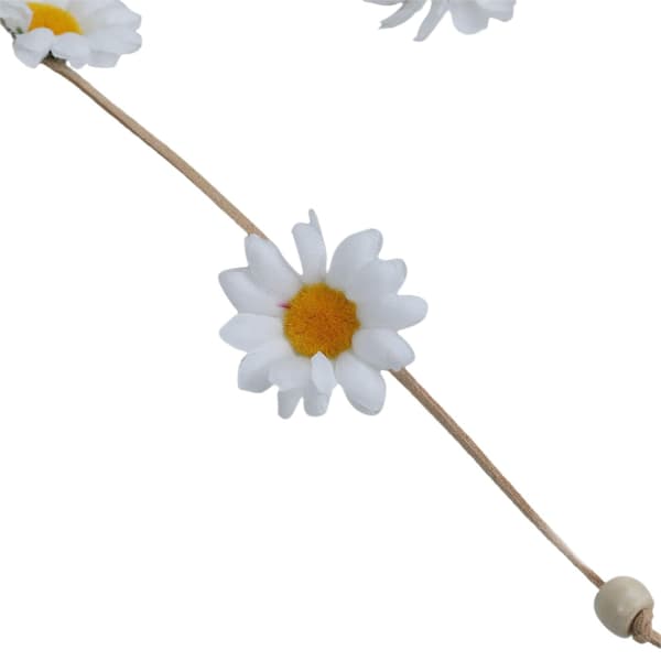 Blomsterkrans - Solsikker Perler Justerbart Blomsterhodeplagg Hårtilbehør White