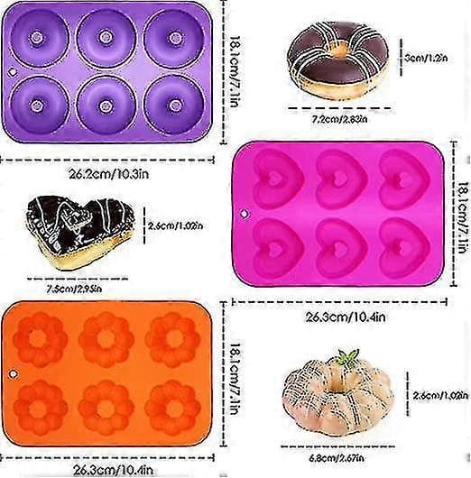 3-pak silikone bageplade doughnut maker forme, cupcake bageplade silikone muffin forme doughnut pande bagel fremstillingsform