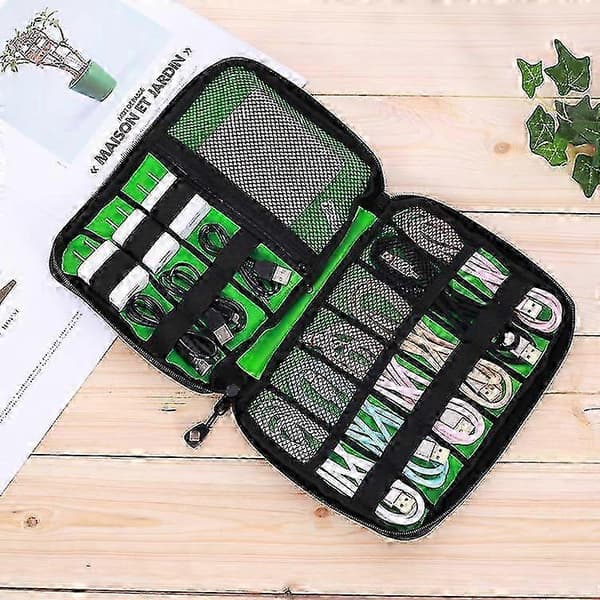 1 stk. blød etui-organizer ledning batteri rejsetilbehør fly sort ws