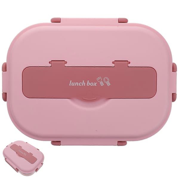 Bento-boks i rustfritt stål med rom for matoppbevaring, rosa bento-holder
