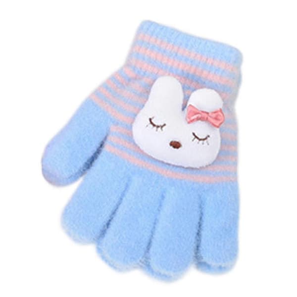 Barn Tecknade Handskar Vinter Tjock Varm Pojke Flicka Finger Utomhus; Vantar D49C Blue One size