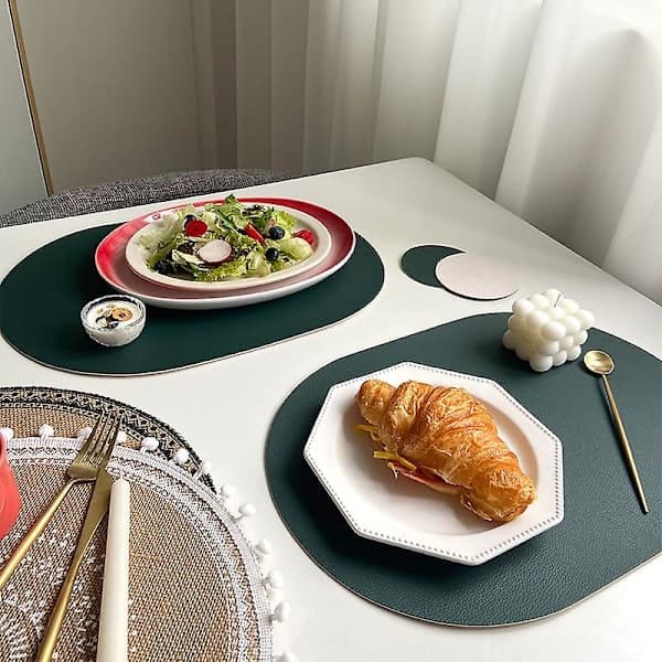 4-pack 43,5*30cm Blue Oval Placemats Synthetic Leather