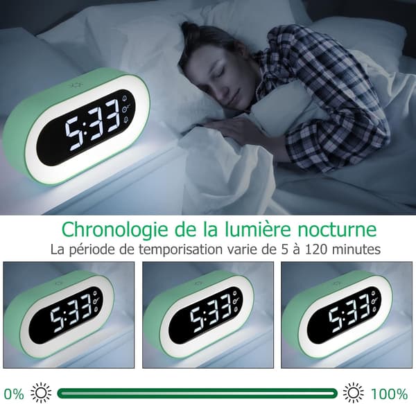 LED Digital Alarm Clock with Dimming Mode / 18 Music Night Light