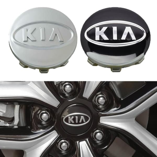 4-Pack - Kia Center Caps / Wheel Hub Emblems - B 6 65 Silver 58mm