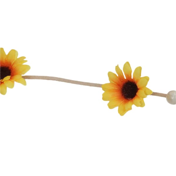 Blomsterkrans - Solsikker Perler Justerbart Blomsterhodeplagg Hårtilbehør Yellow