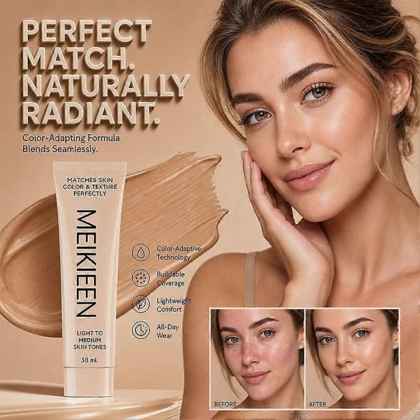 Matcher hudfarge og tekstur perfekt 30 ml fargeendrende foundation LB01 Light