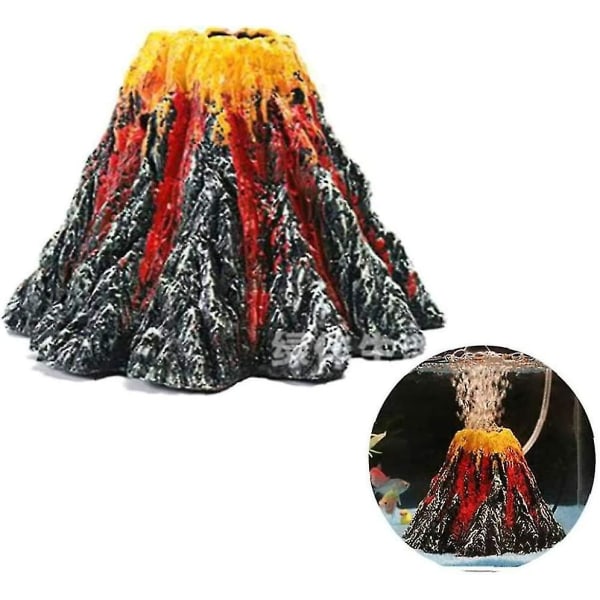 Aquarium Volcano Ornament Kit, Farverig Led Stone Bubbler Air Light, Air Stone Bubbler Volcano