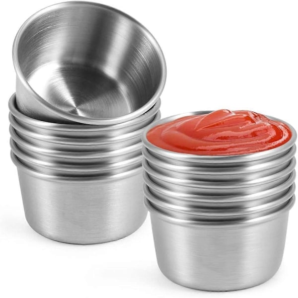 Ramekin Sauce Dipping Bowl Mini Sauce Cups Pudding Condiment Cups til Hjem Restaurant (Sølv 12PCS Silver