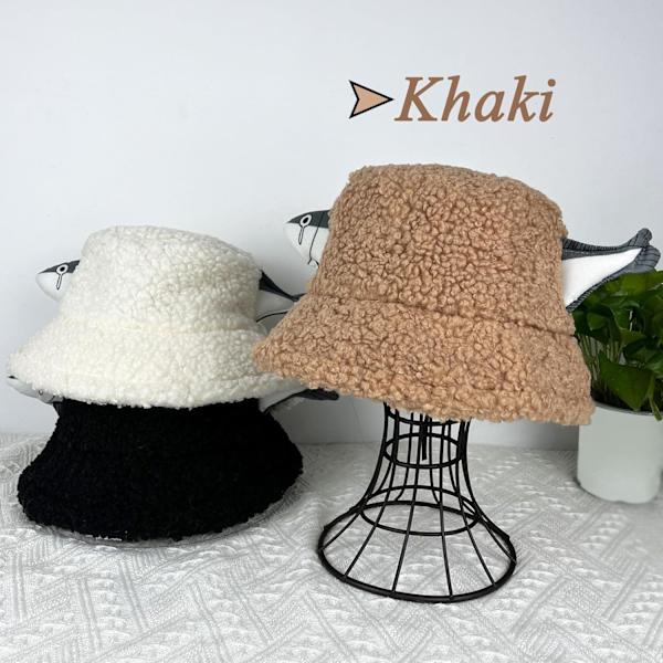 Fuzzy Bucket Hat för Kvinnor och Män - Luddig, Söt Bucket Hat för Vinter, Varm Plysch, Fiskehatt, Fluffig Sherpa, Rolig Hatt Fish-khaki